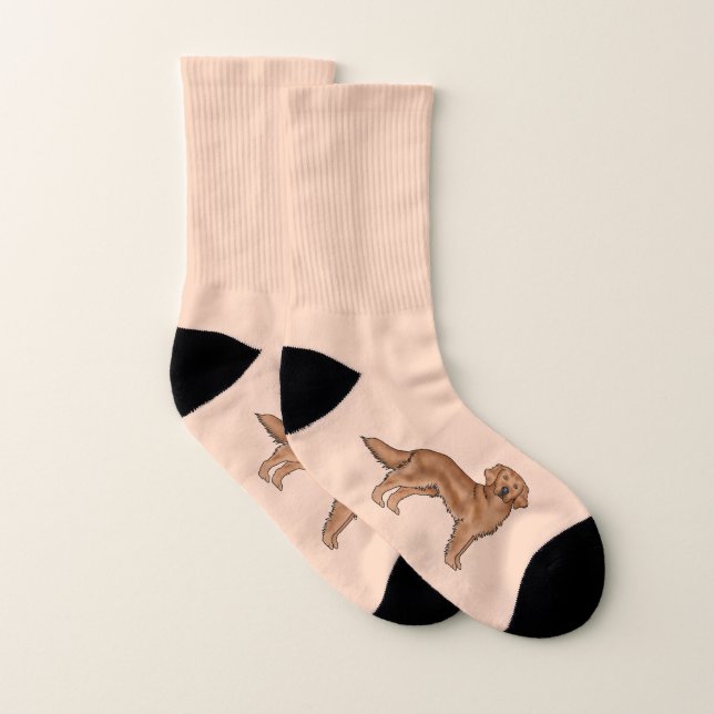 Mahogany Red Golden Retriever Cute Cartoon Dog Socks (Pair)