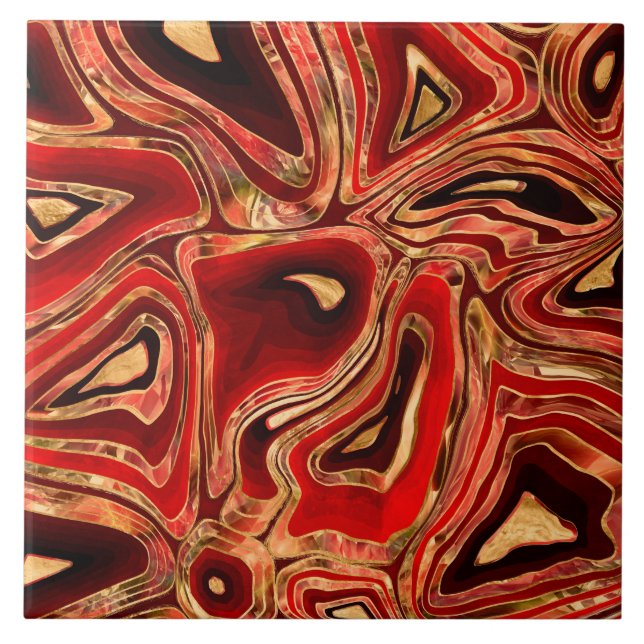Mahogany Red Liquid Marble abstract Ceramic Tile (Front)