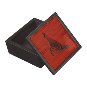 Mahogany Red Wood Look Black Bird Etching Gift Box