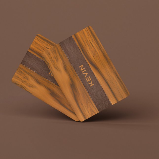 Mahogany Wood And Leather Texture Monogram Playing Cards (Creator Uploaded)