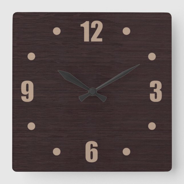 Mahogany Wood Square Wall Clock (Front)