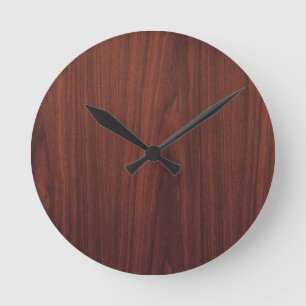 Mahogany Wood Texture Round Clock
