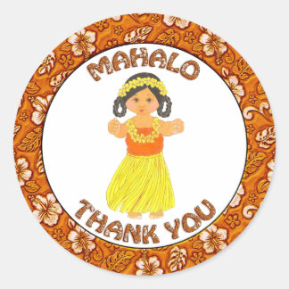 Mahola Thank You ~ Hawaii ~ Hawaiian Girl Stickers