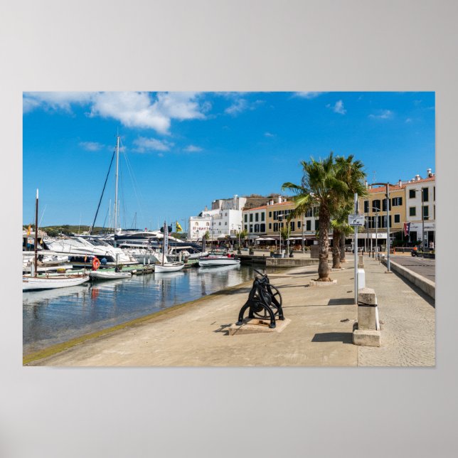 Mahon harbour and paseo maritimo - Menorca, Spain Poster (Front)