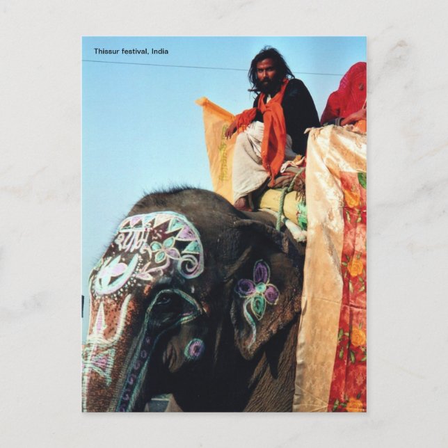 Mahoud on elephant postcard (Front)
