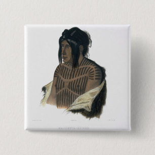 Mahsette-Kuiuab, Chief of the Cree Indians, plate 15 Cm Square Badge