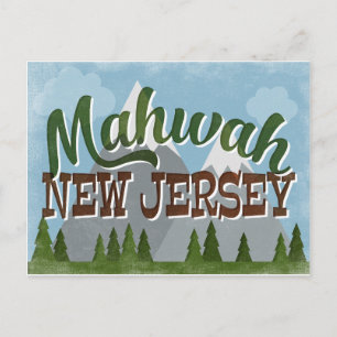Mahwah New Jersey Fun Retro Snowy Mountains Postcard