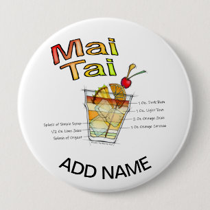 MAI TAI COCKTAIL RECIPE ART 10 CM ROUND BADGE