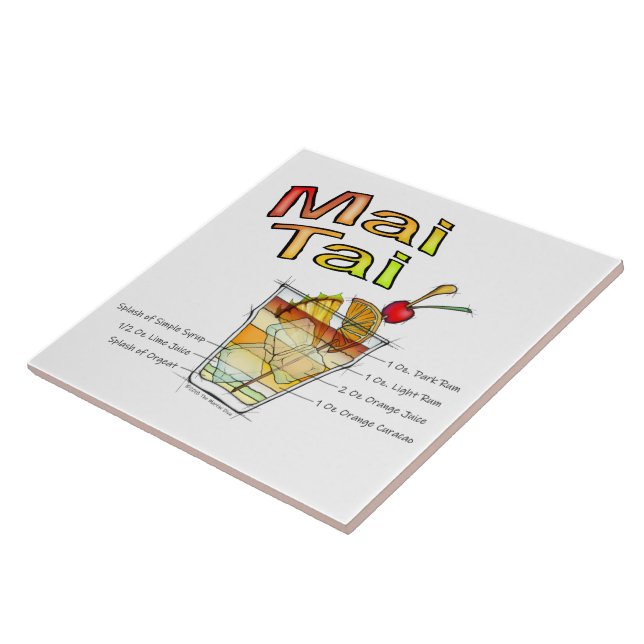 MAI TAI COCKTAIL RECIPE ART CERAMIC TILE (Side)