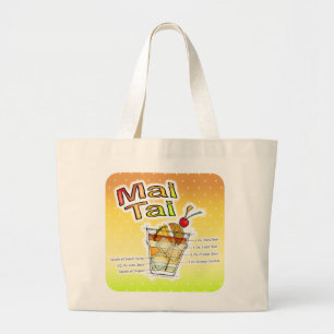 MAI TAI COCKTAIL RECIPE ART LARGE TOTE BAG