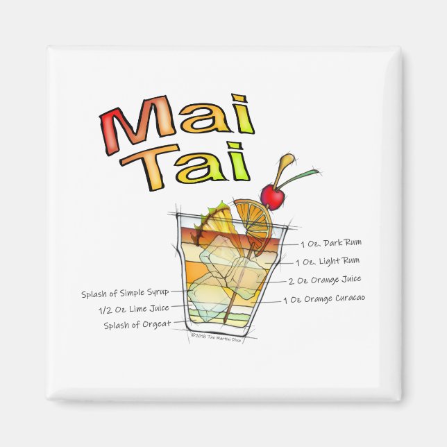 MAI TAI COCKTAIL RECIPE ART MAGNET (Front)