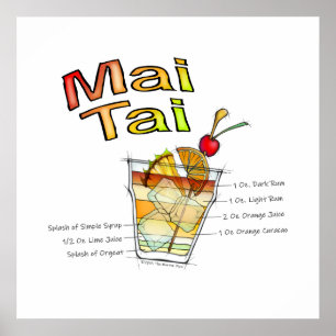 MAI TAI COCKTAIL RECIPE ART POSTERS & PRINTS