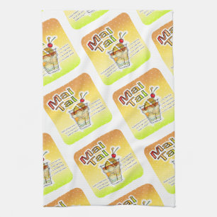 MAI TAI COCKTAIL RECIPE ART TEA TOWEL