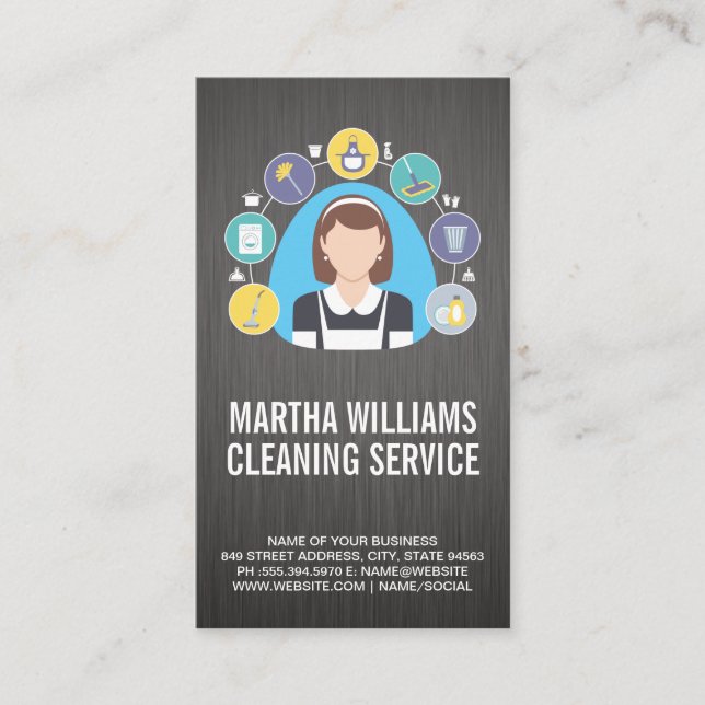 Maid and Cleaning Products Logo Business Card (Front)