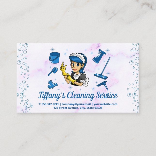 Maid Cleaning | Home Services | Bubbles Business Card (Front)