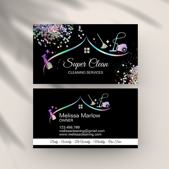 Maid Cleaning House Holographic Sparkling Business Card (Creator Uploaded)