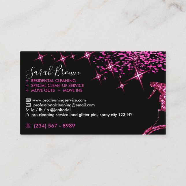 Maid Cleaning House Sparkling Business Card (Back)