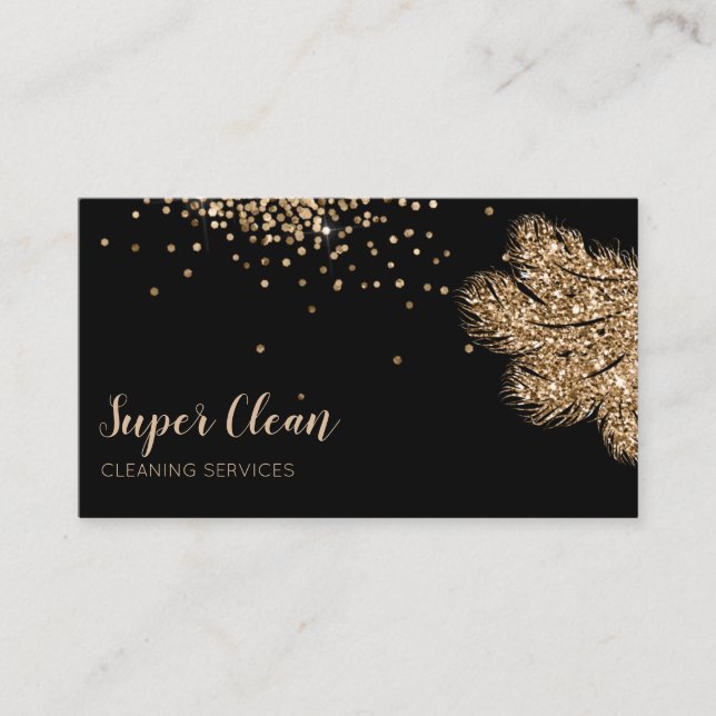 Maid Cleaning House Sparkling feather duster Business Card (Front)