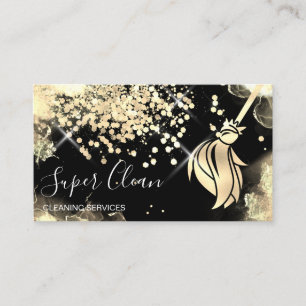 Maid Cleaning House Sparkling gold Business Card
