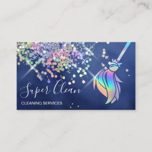 Maid Cleaning House Sparkling Holograph Business C Business Card