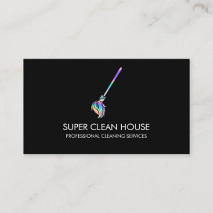 Maid Cleaning House Sparkling Holograph Business C Business Card