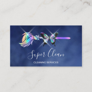 Maid Cleaning House Sparkling Holograph Business C Business Card