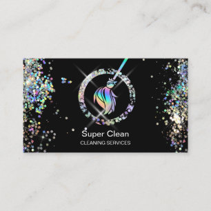 Maid Cleaning House Sparkling Holograph Business C Business Card
