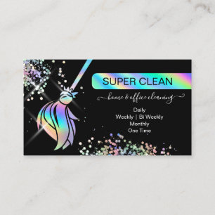 Maid Cleaning House Sparkling Holograph Business C Card