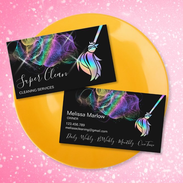Maid Cleaning House Sparkling Holograph Business Card (Creator Uploaded)