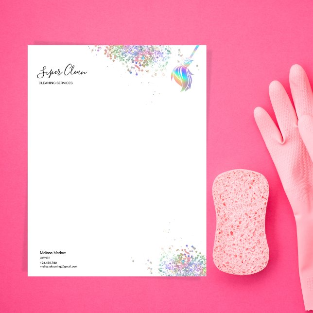Maid Cleaning House Sparkling Holograph  Custom Letterhead (Creator Uploaded)