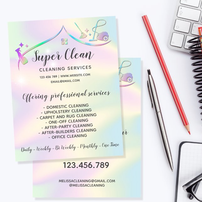 Maid Cleaning House Sparkling Holographic Flyer (Creator Uploaded)