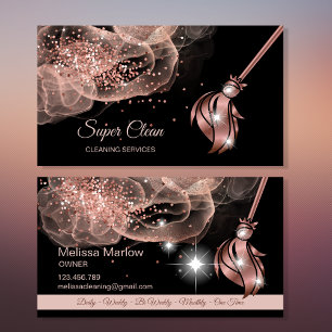 Maid Cleaning House Sparkling rose gold Business C Business Card