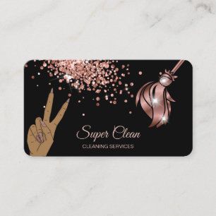 Maid Cleaning House Sparkling rose gold Business C Card