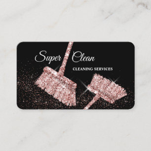 Maid Cleaning House Sparkling rose gold Business C Card