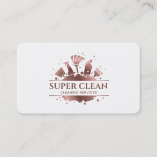 Maid Cleaning House Sparkling Rose Gold Business C Card