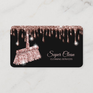 Maid Cleaning House Sparkling rose gold Business C Card