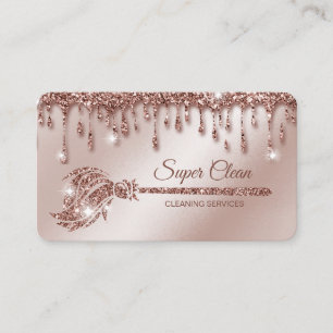 Maid Cleaning House Sparkling rose gold Business Card
