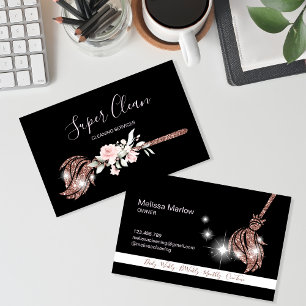 Maid Cleaning House Sparkling rose gold Business Card