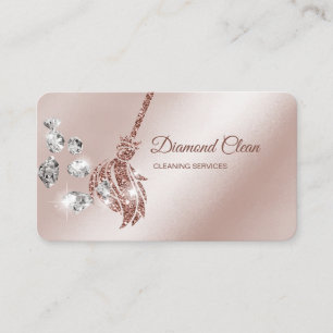 Maid Cleaning House Sparkling rose gold diamonds Business Card