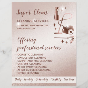 Maid Cleaning House Sparkling Rose Gold Flyer