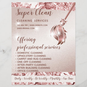 Maid Cleaning House Sparkling Rose Gold Flyer