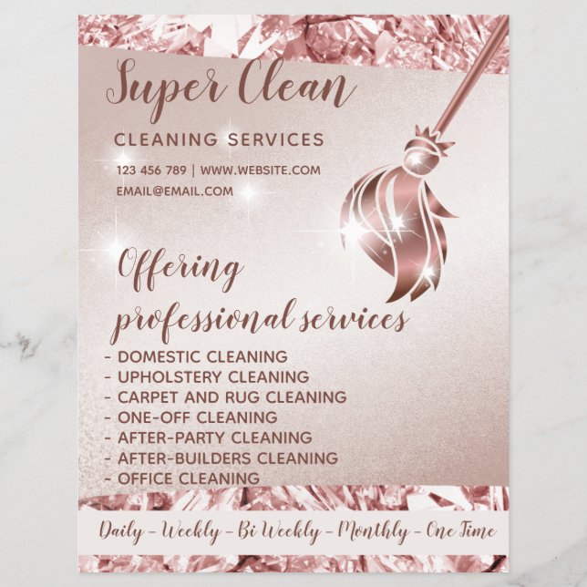 Maid Cleaning House Sparkling Rose Gold Flyer (Front)