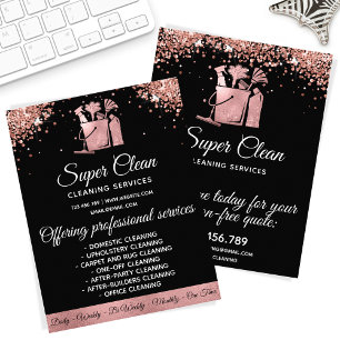Maid Cleaning House Sparkling Rose Gold Glitter Flyer