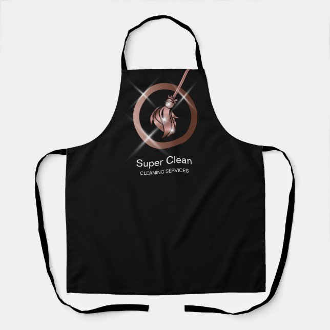 Maid Cleaning House Sparkling Rose Gold Glitter  T Apron (Front)