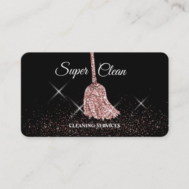 Maid Cleaning House Sparkling rose gold MOP Busine Business Card (Front)