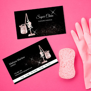 Maid Cleaning House Sparkling rose gold vacuum  Bu Business Card