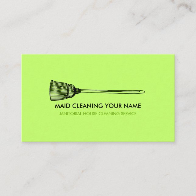 Maid Cleaning Housekeeper Simple neon green Business Card (Front)