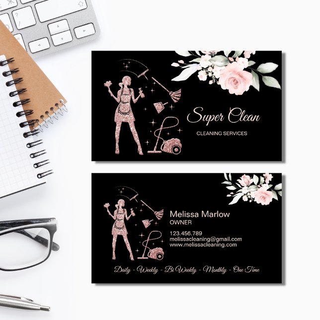 Maid Cleaning Housekeeping Office Cleaning Service Business Card (Creator Uploaded)