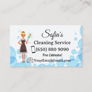 Maid Cleaning Housekeeping Office Cleaning Service Business Card