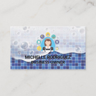Maid Cleaning Icons   Bathroom Tile Soap Business Card